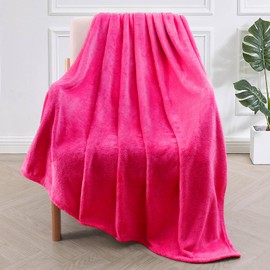 Exclusivo Mezcla Extra Large Fleece Throw Blanket for Couch, Sofa, 300GSM Super Soft and Warm Blankets, Hot Pink Throw All Season Use, Cozy, Plush, Lightweight, 50x70 Inches