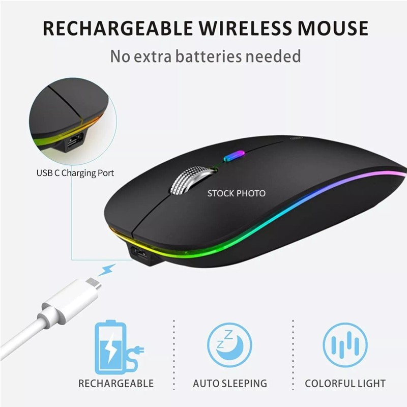 Uiosmuph LED Wireless Mouse, Uiosmuph G12 Slim Rechargeable Wireless Silent