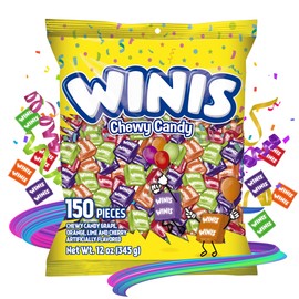 Winis Chewy Candy Original Variety Bag - Taffy Candies 150 individually wrapped pieces- Sharing Size 12 Oz -| Gifts, Holiday, Parties, Concessions, Pantry, Non-Melting, Party