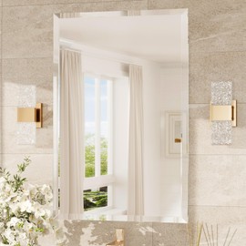 TokeShimi 24x36 Beveled Wall Mirror Decorative, Bathroom Vanity Mirrored with 1" Beveled Edge, Shatterproof Modern Frameless Mirror Bathroom Rectangle for Living Room, Entryway, Restroom