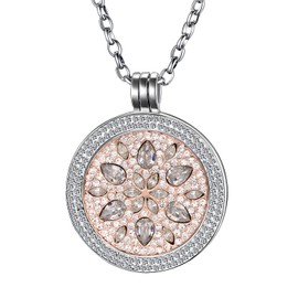 Morella Women's Necklace 70 cm Stainless Steel and Zirconia Pendant with Coin 33 mm in Jewellery Bag, Metal, Cubic Zirconia