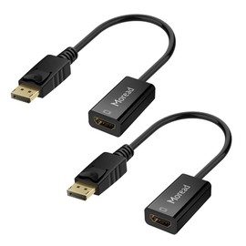 Moread 4K DisplayPort (DP) to HDMI Adapter, 2 Pack, Uni-Directional Gold-Plated Display Port Computer to HDMI Screen Converter (Male to Female) Compatible with HP, Dell, Lenovo & More, Passive - Black