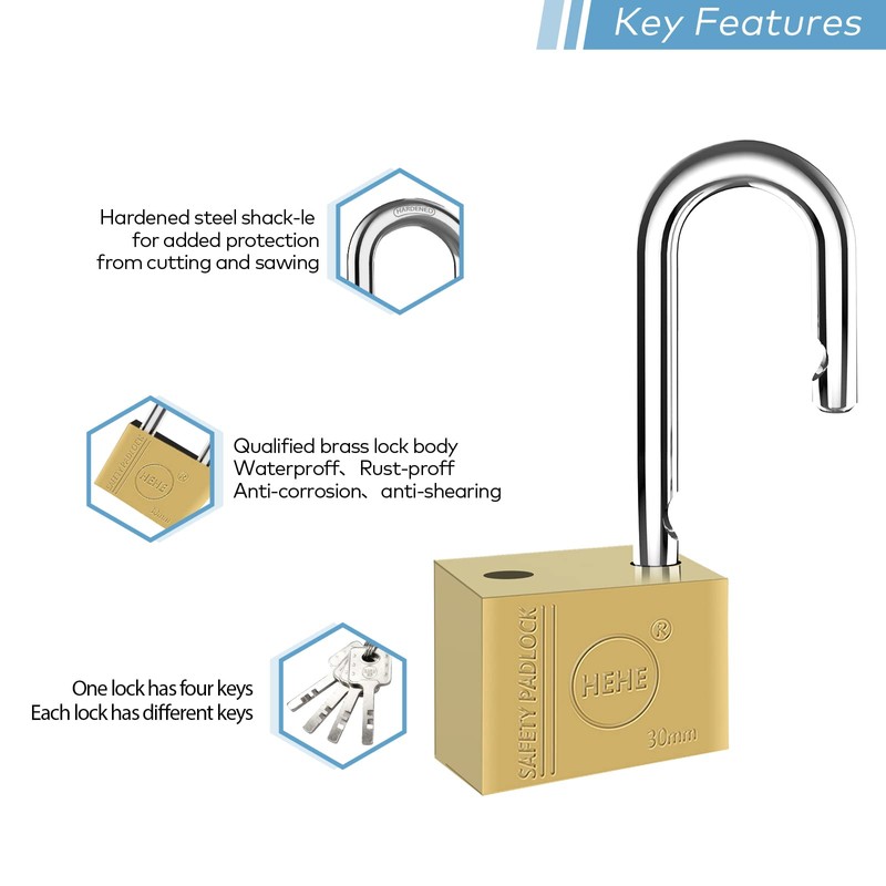Lock Heavy Duty Brass Padlock with Keys Waterproof for Locker,