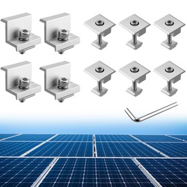 Anbte Pack of 10 Solar Panel Mount Kit 30 mm Including 6 Pieces Centre Clamps and 4 Pieces End Clamps Aluminium Alloy Solar Panel Z Bracket for Framed Solar Panels Motorhomes (Silver)