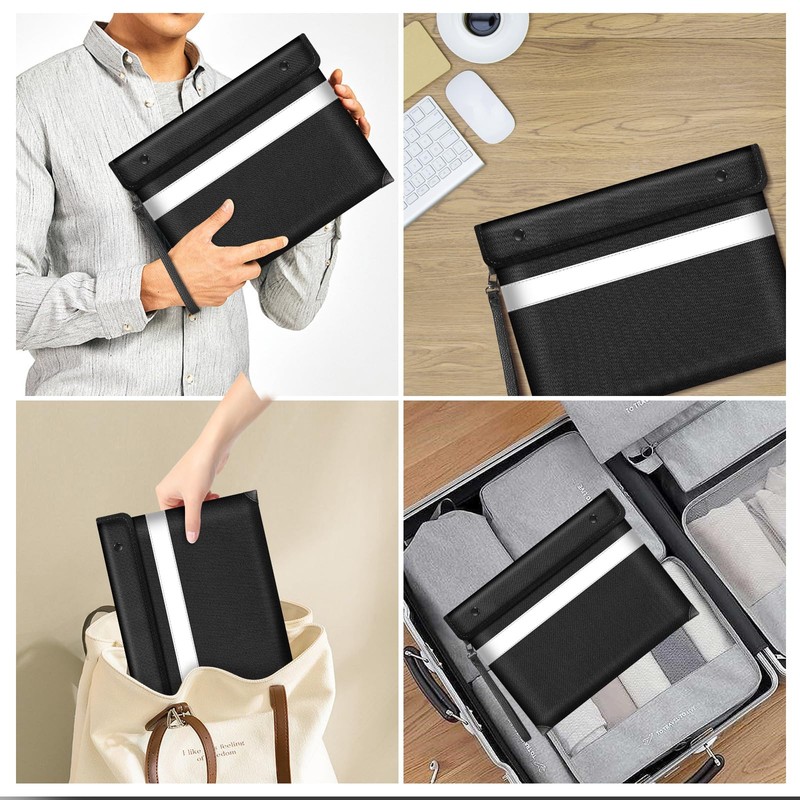 Upgraded Fireproof & Water Resistant Document Bag,(28x19cm) Fireproof Bag for