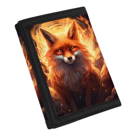 GLUDEAR Kids Boys Girls Wallet Trifold Youth Wallet Coin Pocket Card Holders Animal Wallets Money Organizer,Fire Moon Fox