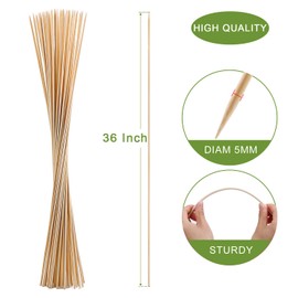 200 PCS Bamboo Marshmallow Roasting Sticks, SMores Skewers for Fire Pit, Extra Long 36 Inch Heavy Duty 5mm Thick Wooden SMores Sticks for Open Fire Pits Roaster Barbecue Hot Dog Camping Kebab Sausage