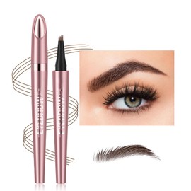 Vawolecy Waterproof Eyebrow Pencil, Natural Make-Up, Fine Stroke, Magic Eyebrow Pencil with 4 Micro Fork Tips for Women, Hair-like Defined Brows