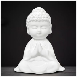 EHERDM Ceramic Small Buddha Statue White Baby Buddha Statue for Home Decor Mini Rulai Figurine Buddhist Traditional Ornaments for Car Tabletop Decor Zen