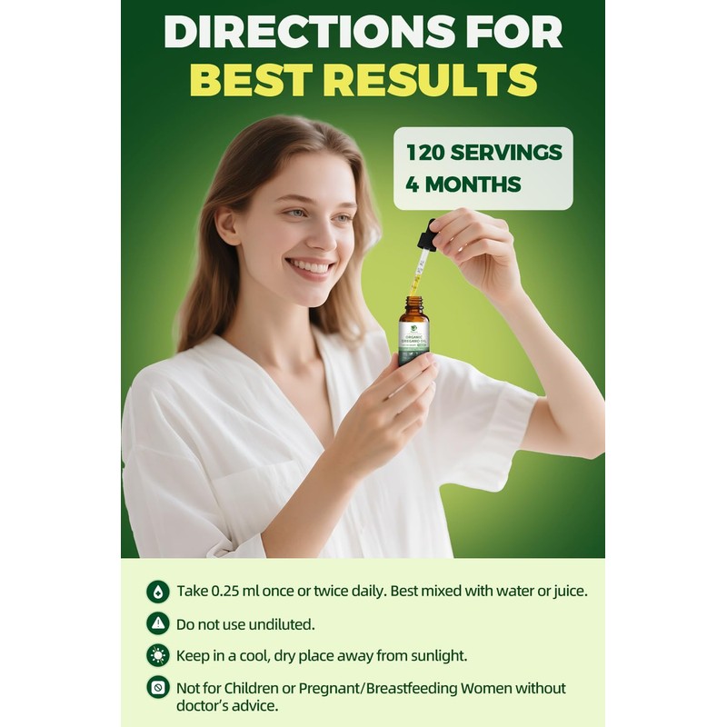 Organic Oregano Oil Drops 80% Carvacrol - Oil of Oregano