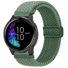 Braided Band Compatible with Garmin Venu/Venu Sq/Venu 2 Plus Watch Band Women Men, 20mm Soft Nylon Sport Replacement Strap for Garmin Venu Watch Band (Green)