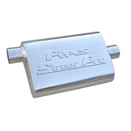 Pypes Exhaust MVS13 14" Long 2-1/2" Offset Inlet 2-1/2" Center Outlet Street Pro 409 Stainless Steel Muffler