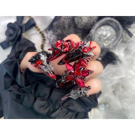  1122 Halloween Nail Nail Queen Handmade Nail Tips ✨ - Short C Curve Coffin /  1122할로윈네일네일퀸 수제네일팁 ✨ - 숏C커브코핀
