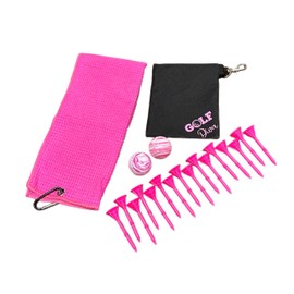Generic Golf Club Cleaning Kit - Golf Club Polishing Kit - Golf Cleaning Kit - Golf Club Cleaner Kit - Golf Starter Kit - Divot, Pouch, Microfiber Towel, Pink