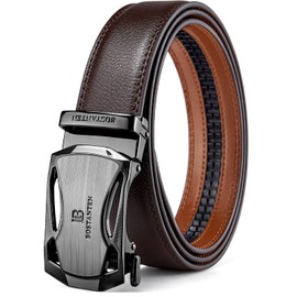 BOSTANTEN Mens Belt Leather Ratchet Belt For Men Dress and Casual with Adjustable Buckle, Trim to Fit