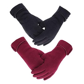Outrip Womens Lady Winter Warm Gloves Touch Screen Phone Windproof Lined Thick Gloves (BlackRed)