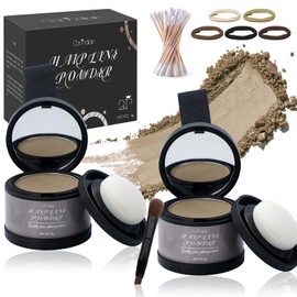 2 Pack Hairline Powder for Women and Men, Used to Root Touch Up Hair Color, Thinning and Gray Hair Coverage and Bald Spots Coverage, Light Coffee