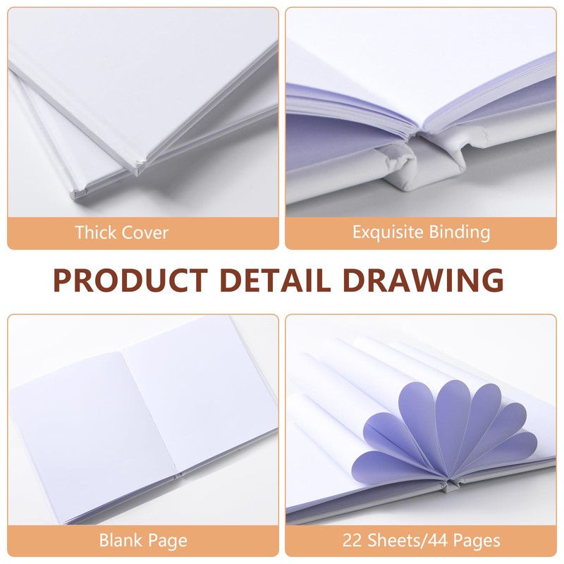 zmybcpack 12 Pack White Hardcover Blank Book 6x8 inch, Hardcover