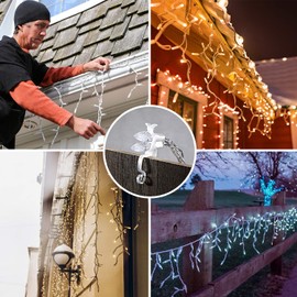 Blulu Christmas Light Clips Hooks, Christmas Gutter Clips, Christmas Shingle Clips Outdoor, All Purpose Gutter Hooks Compatible with C9 C7 C6 for Roof, Roof Ridge Line, Fence (Translucent, 120 Pieces)