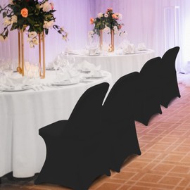 HAINARverS Folding Chair Covers,100PCS Upgrade Universal Fitted Stretch Spandex Chair Cover Protector for Wedding,Party,Banquet, Celebration (Black, 100 PCS)
