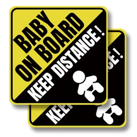 Baby on Board Magnet for Car - 2 Pack 5.5x5.5 Inch Reflective Stickers, Waterproof & Removable Safety Signs for New Parents (Classic)