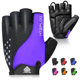 HTZPLOO Bike Gloves Cycling Gloves Biking Gloves for Men Women with Anti-Slip Shock-Absorbing Pad,Light Weight,Nice Fit,Half Finger Bicycle Gloves (Deep Purple, Medium)