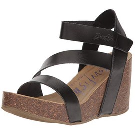 Blowfish Malibu Women's Hapuku Wedge Sandal, Black Dyecut, 8.5M