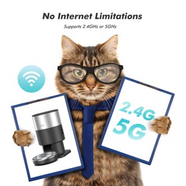 Yuposl Automatic Cat Feeder - 5G WiFi Cat Food Dispenser with Stainless Steel Food Storage, 1-6 Meals Per Day, 1-16 Portion, Voice Recording, Auto Pet Feeder with App