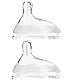 Oberni Baby Bottle Nipple, Off- Centered Nipples,100% Silicone,Replacement Baby Bottle Nipple for Babies, Newborn,Preemie 0-3 0-6 6-12 12+ Months 2 Pack(＋(12+ Month))