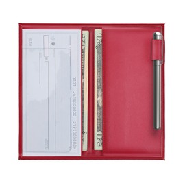 LYOOmaLL Leather Checkbook Register Cover Holder Case with Pen Holder Slim Wallet