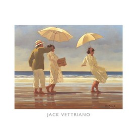 The Picnic Party II Jack Vettriano Love Romance Romantic Poster Print, Overall Size: 19.75x15.75, Image Size: 15.75x12.25