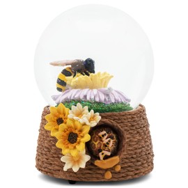 Elanze Designs Honey Bee Hive 100 MM Tabletop Musical Glitter Snow Globe Figurine Play Tune You are My Sunshine