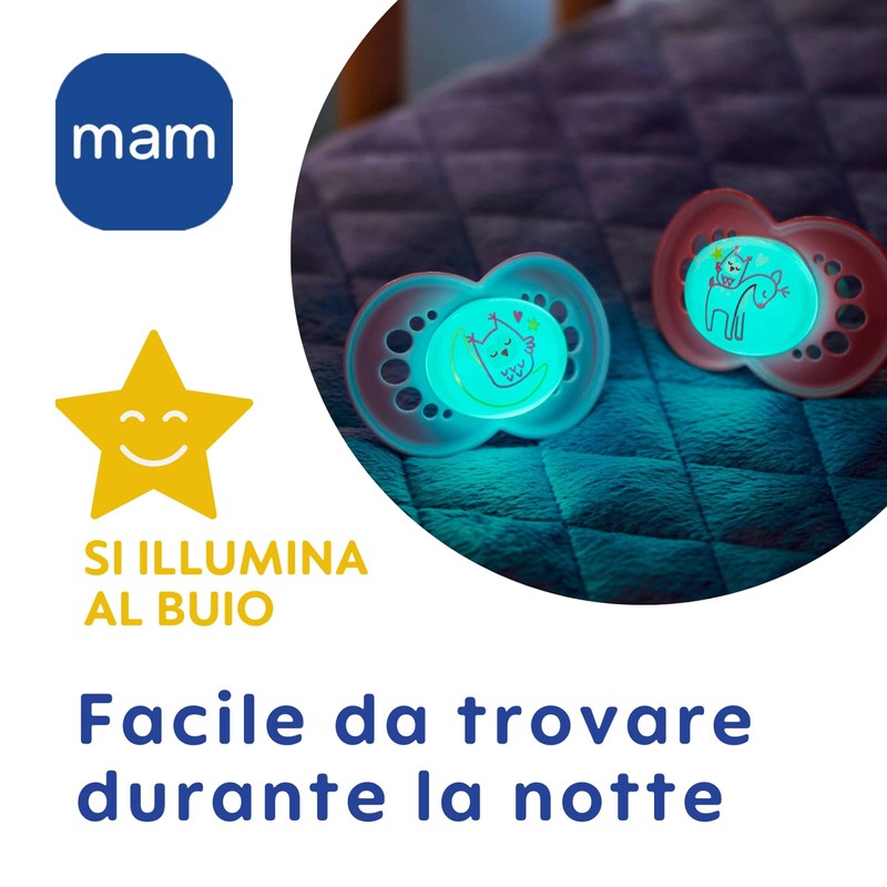 MAM Original Night Schnuller, leuchtend, im 2er-Set, aus SkinSoft Silikon