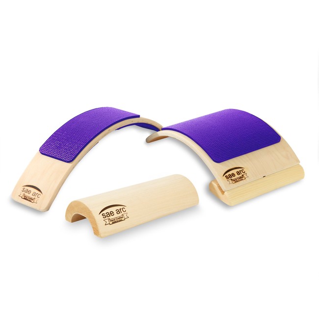 SAE Arc Spine Stretching Therapeutic Device Combo (Wooden Pillow, Back & Lumbar Stretcher, Back Flex & Posture) - Purple