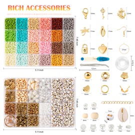 NATASIS 12000pcs Matte 3mm Glass Beads Set,with Wood Beads and Golden Letter Beads,DIY Threading Beads for Bracelets Jewelry Making Kit, Gift Idea for Family,Birthday,Party,Christmas,Holiday