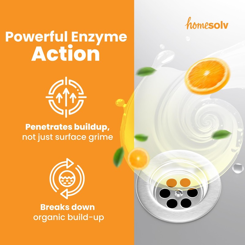 Homesolv Enzyme Drain Cleaner and Deodorizer - Breaks Down Grease