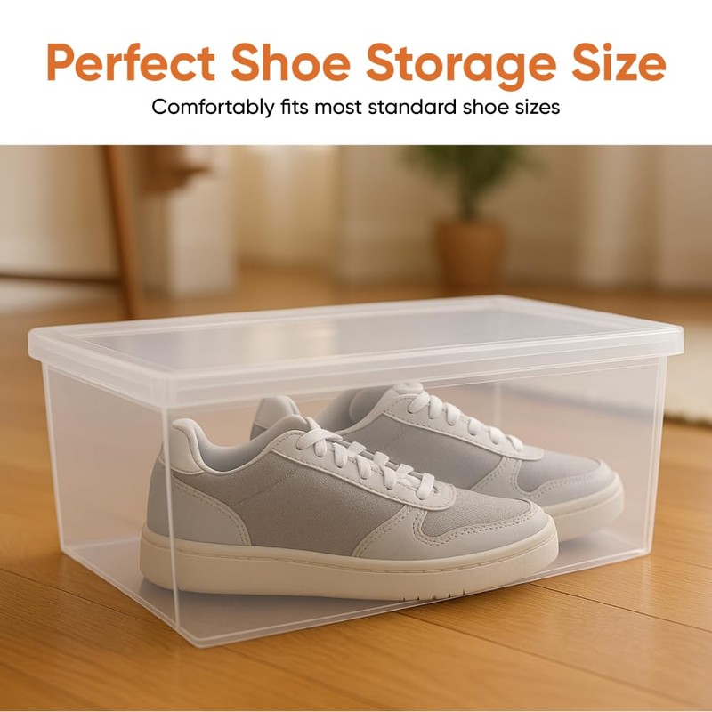 Superio 4-Pack Shoe Box Modern Storage Container - 6.5 Quart/6