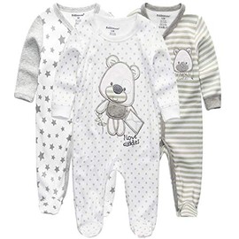 Kiddiezoom Baby 3-Pack Footed Cotton One-Piece Romper Jumpsuit