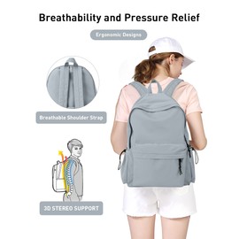 Blue Simple School Backpack for Girls Boys, Waterproof Bookbag for Women Men, College Student School Bag, Lightweight Travel Rucksack Casual Daypack, Laptop Backpacks