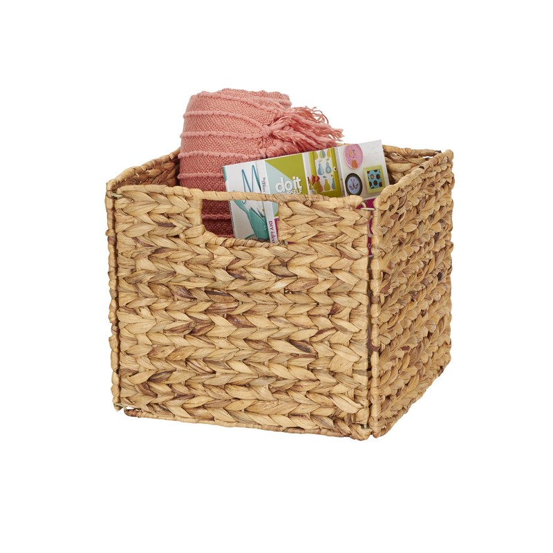 Household Essentials Wicker Open Storage Bin for Shelves, Natural