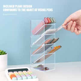 Uquelic Acryl Stifthalter - Klarer Bleistifthalter Schreibtisch Organizer Make-Up Pinselhalter Stifttopf Organizer für Büro, Schule, Haushaltsbedarf (23,8 x 9,5 x 7,5 CM)