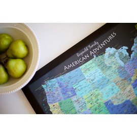 National Parks Map - Explore America Map - Small Framed Map - Slate Edition - USA Travel Push Pin Map