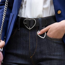 AWOCAN Fashion Women PU Leather Belt with Heart Shaped Buckle for Casual Dresses Jeans Pants dresses (STYLE2-WHITE)