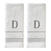 SKL Home Casual Monogram Hand Towel Set, D, 16x26, White