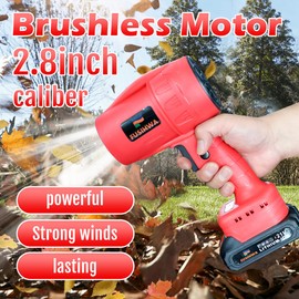 Handheld Mini Cordless Leaf Blower, 21V Battery Cordless Small Leaf Blower for Lawn Care, Patio, Car Dryer, Blowing Leaves and Dust,Battery Powered 400 CFM 100 MPH,Tiny Red Leaf Blowers