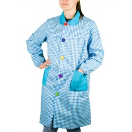 KLOTZZ Nursery Painting Apron for Nursery, Checked Craft Coat, Women, turquoise