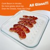 HoPliGhe Microwave Bacon Cooker Pan, Square Glass Bacon Tray for