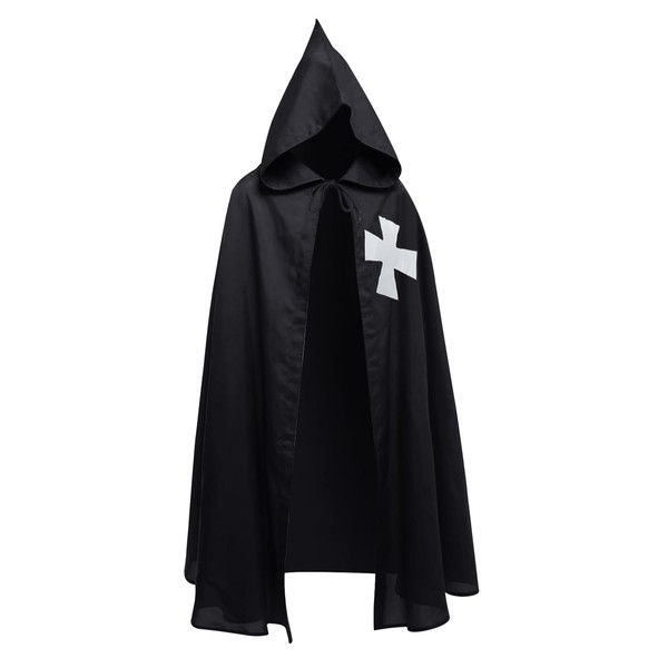 NICEYEA Medieval Knight Cape with Hood Costume Templar Knight Crusader