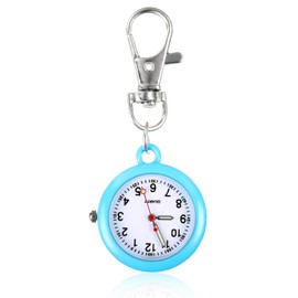 Xinjieda Fob Watch Nurses Watch Simple Metal Nurses Fob Watch Fashion Quartz Pocket Watch with Key Buckle Unisex Portable Nurse Fob Watch for Doctors Nurses Chefs Hiking Climbing (Blue)