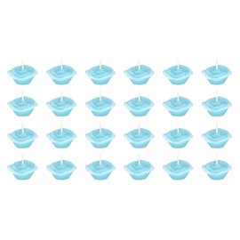 Mega Candles 24 pcs Unscented Rose Petals Flower Light Blue Floating Candles, Hand Poured Wax Candle 1.5 Inch Diameter, Home Décor, Wedding Centerpieces, Baby Showers, Birthdays, Meditations, Spas